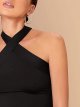 Women's Solid Criss Cross Halter Top Sleeveless